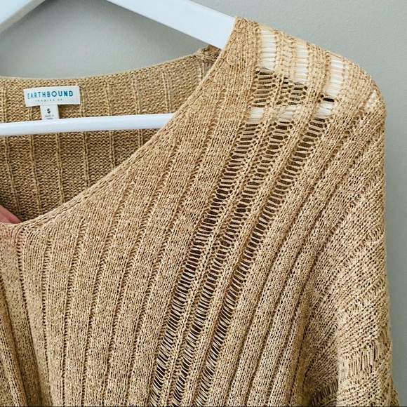 EARTHBOUND V-Neck Sweater Tan Sz Small - Picture 7 of 9